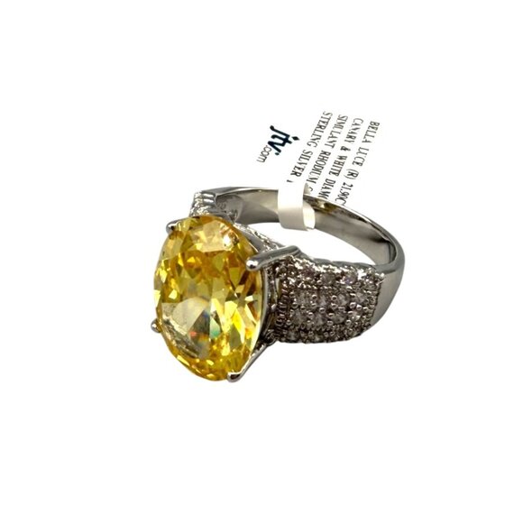 Bella Luce 12.53Ct Canary Yellow Diamond Simulant Rhodium Over Sterling Silver R - Picture 2 of 8